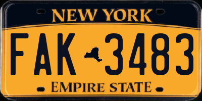 NY license plate FAK3483