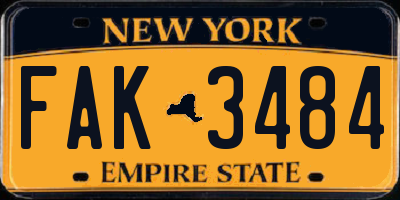 NY license plate FAK3484