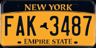 NY license plate FAK3487