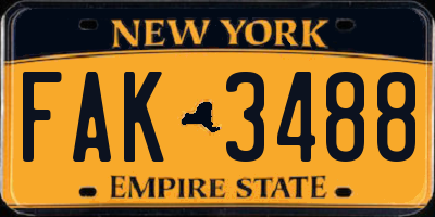 NY license plate FAK3488