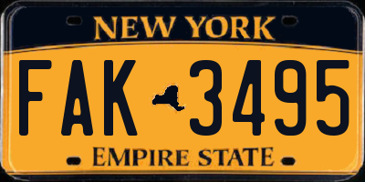 NY license plate FAK3495