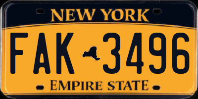 NY license plate FAK3496