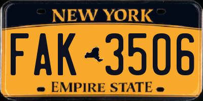 NY license plate FAK3506