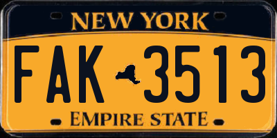 NY license plate FAK3513