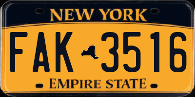 NY license plate FAK3516