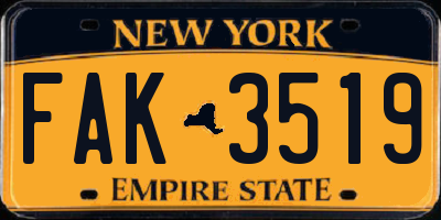 NY license plate FAK3519