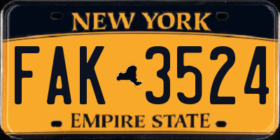 NY license plate FAK3524