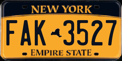 NY license plate FAK3527