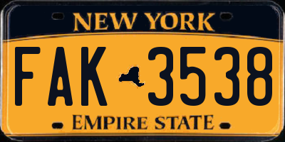 NY license plate FAK3538