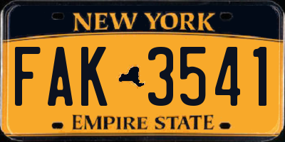 NY license plate FAK3541