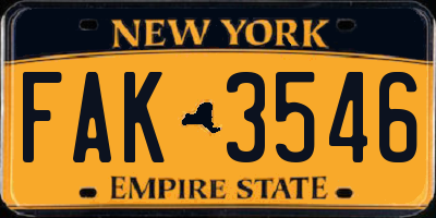 NY license plate FAK3546