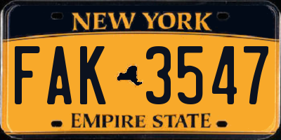 NY license plate FAK3547