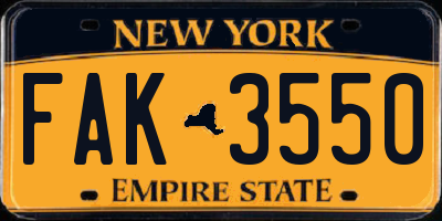 NY license plate FAK3550