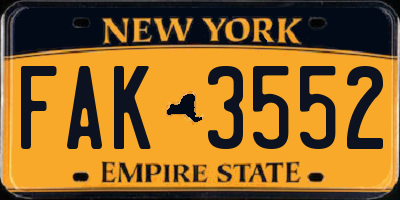 NY license plate FAK3552