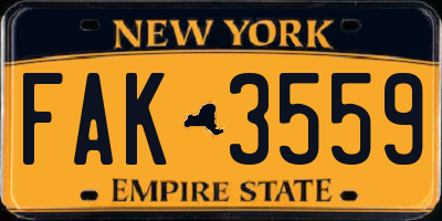 NY license plate FAK3559