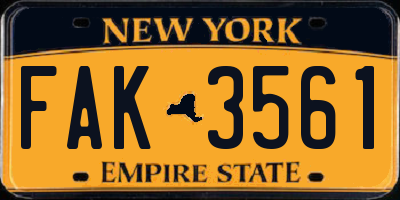 NY license plate FAK3561