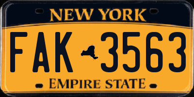 NY license plate FAK3563