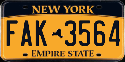 NY license plate FAK3564