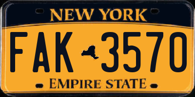 NY license plate FAK3570