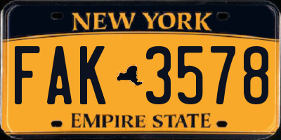 NY license plate FAK3578