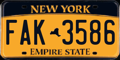 NY license plate FAK3586