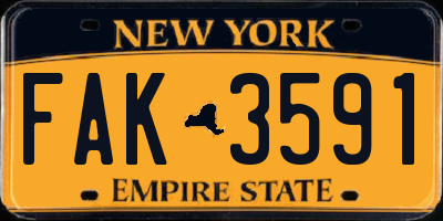 NY license plate FAK3591