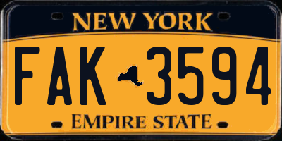 NY license plate FAK3594