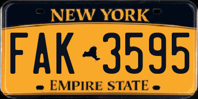 NY license plate FAK3595