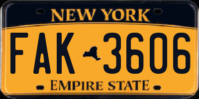 NY license plate FAK3606