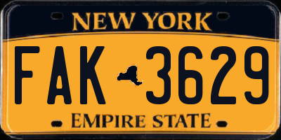 NY license plate FAK3629