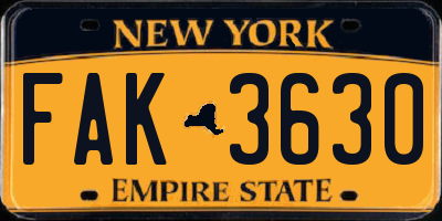 NY license plate FAK3630