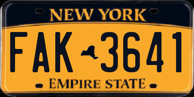NY license plate FAK3641