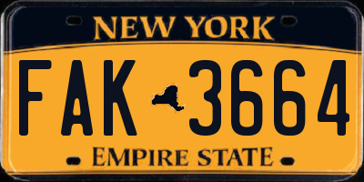 NY license plate FAK3664