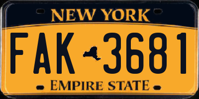 NY license plate FAK3681