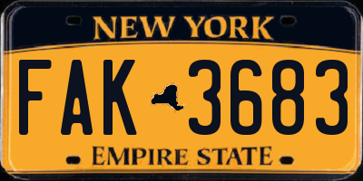 NY license plate FAK3683