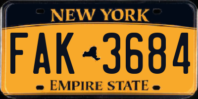 NY license plate FAK3684