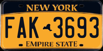 NY license plate FAK3693