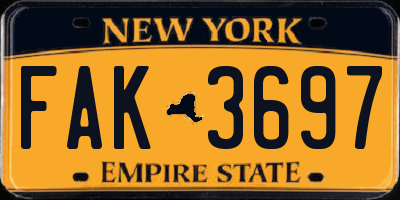 NY license plate FAK3697