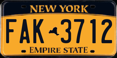 NY license plate FAK3712