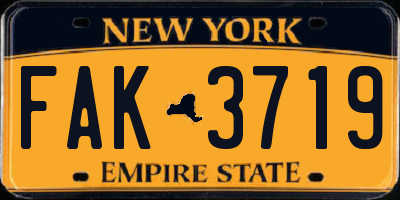 NY license plate FAK3719