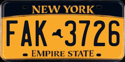 NY license plate FAK3726