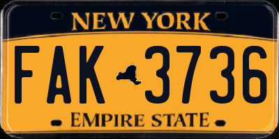 NY license plate FAK3736