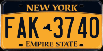 NY license plate FAK3740