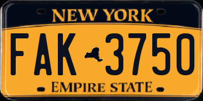 NY license plate FAK3750