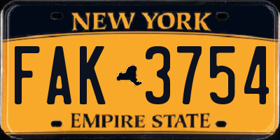 NY license plate FAK3754