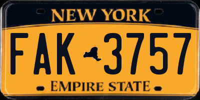 NY license plate FAK3757