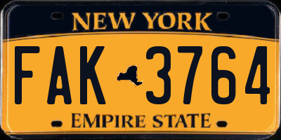 NY license plate FAK3764