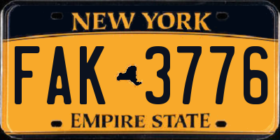 NY license plate FAK3776