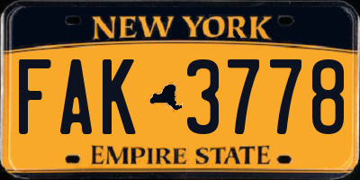 NY license plate FAK3778