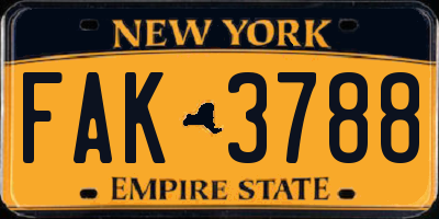 NY license plate FAK3788